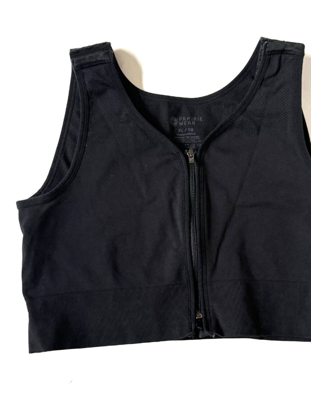 Prairie Wear Womens XL Hugger Prima Black Zip Zipper Support Bra Compression - Picture 6 of 7